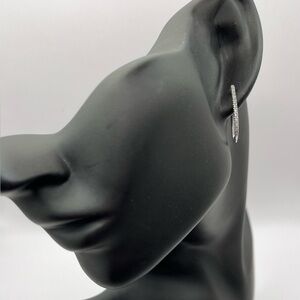 0.35 CT Natural Diamond Hoop Earrings Sterling Silver